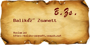 Balikó Zsanett névjegykártya